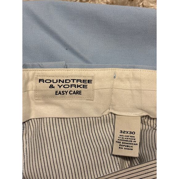 Roundtree & Yorke Pants Mens 32X30 Baby Blue Flat Front Chino Relaxed Fit Cotto - Picture 6 of 6